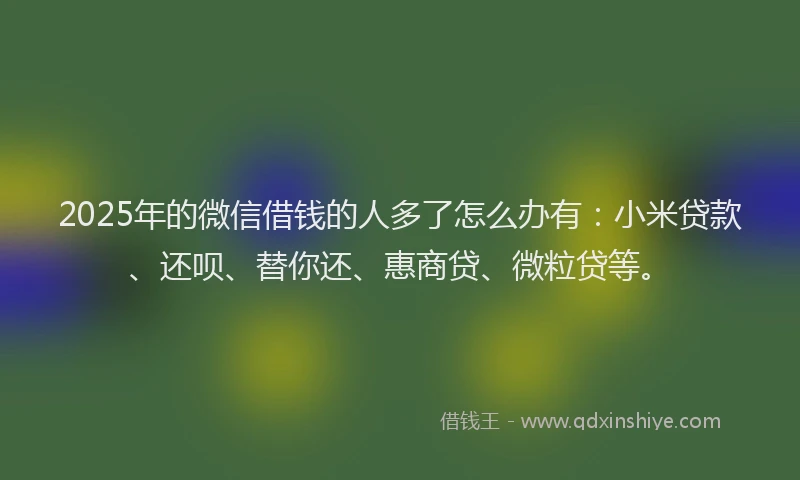 2025年的微信借钱的人多了怎么办有：小米贷款、还呗、替你还、惠商贷、微粒贷等。