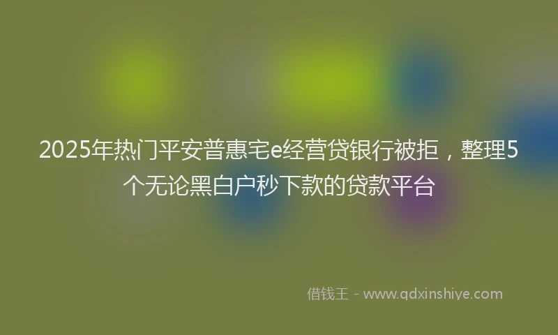 2025年热门平安普惠宅e经营贷银行被拒，整理5个无论黑白户秒下款的贷款平台