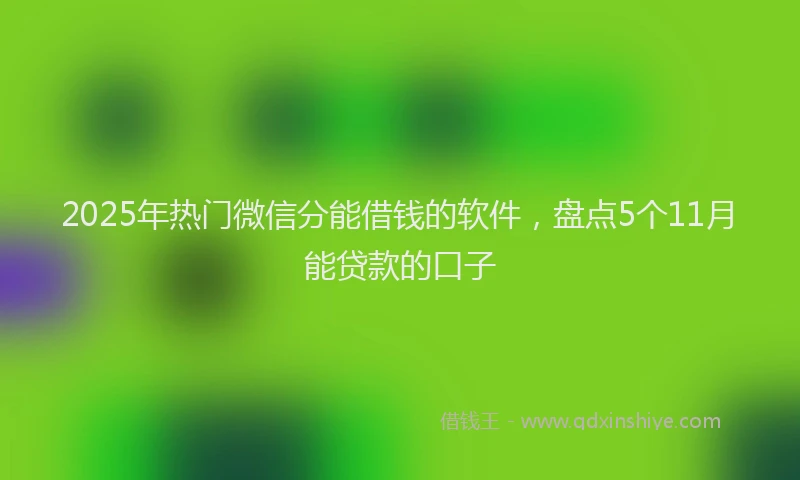 2025年热门微信分能借钱的软件，盘点5个11月能贷款的口子