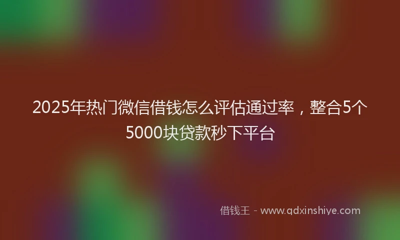 2025年热门微信借钱怎么评估通过率，整合5个5000块贷款秒下平台