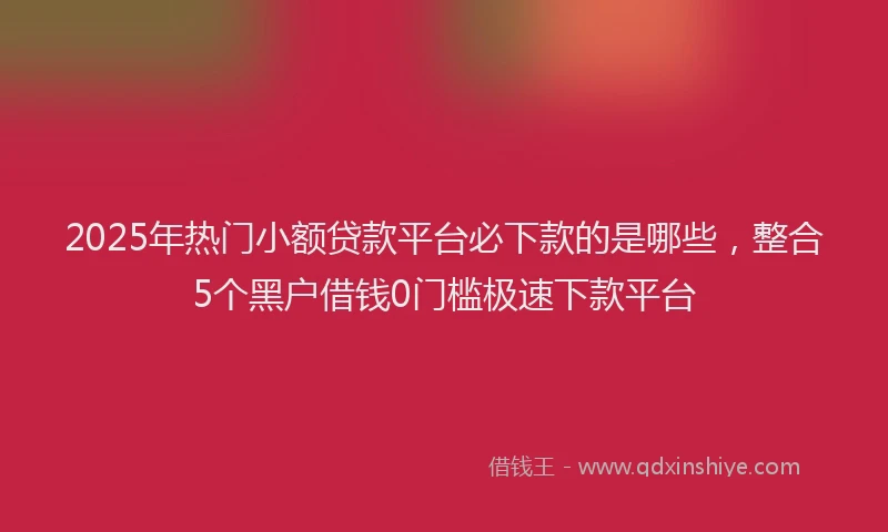 2025年热门小额贷款平台必下款的是哪些，整合5个黑户借钱0门槛极速下款平台