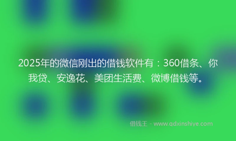 2025年的微信刚出的借钱软件有：360借条、你我贷、安逸花、美团生活费、微博借钱等。