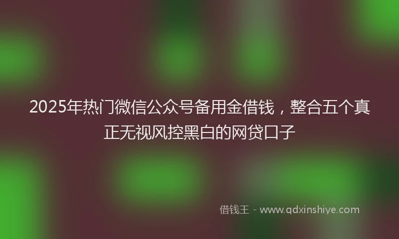 2025年热门微信公众号备用金借钱，整合五个真正无视风控黑白的网贷口子