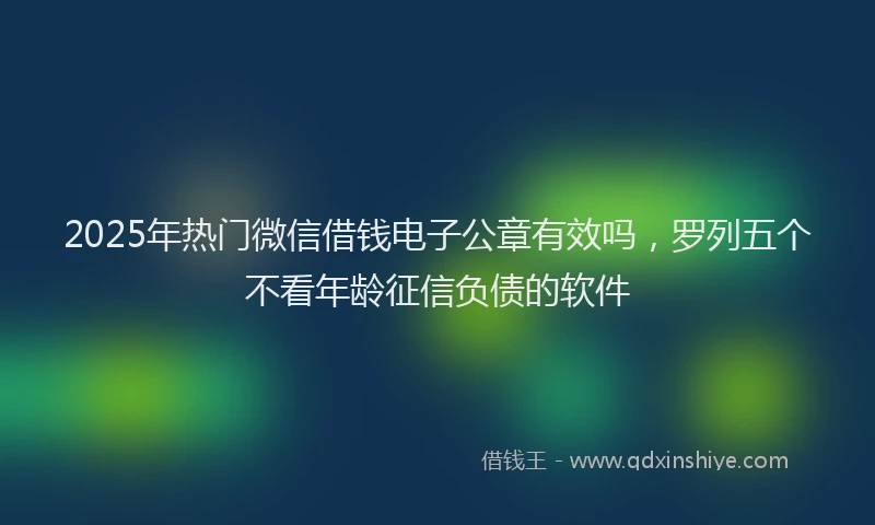 2025年热门微信借钱电子公章有效吗，罗列五个不看年龄征信负债的软件
