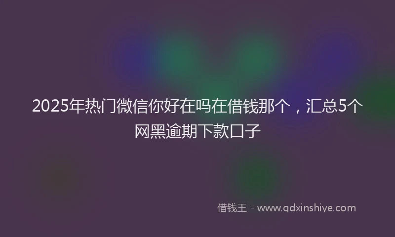 2025年热门微信你好在吗在借钱那个，汇总5个网黑逾期下款口子