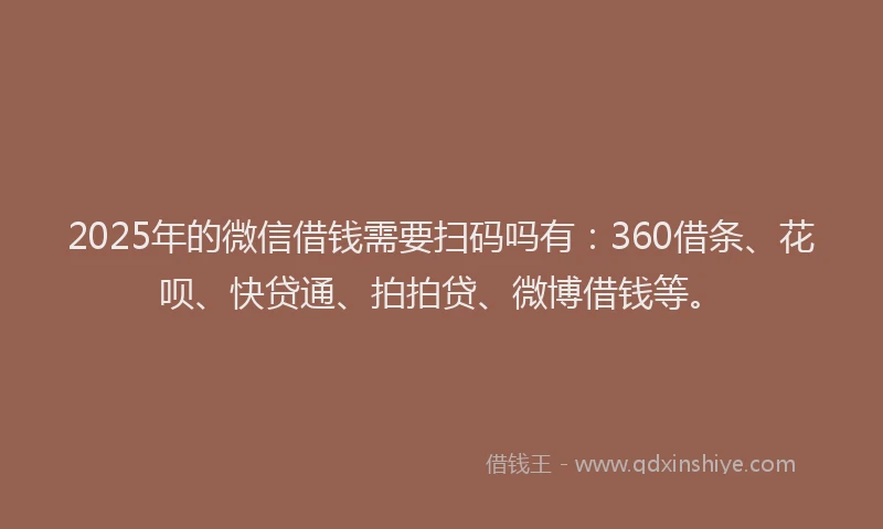 2025年的微信借钱需要扫码吗有：360借条、花呗、快贷通、拍拍贷、微博借钱等。