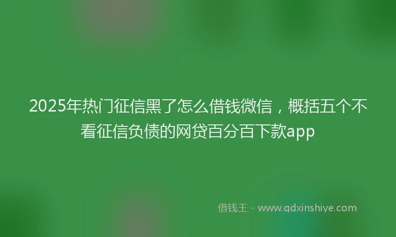 2025年热门征信黑了怎么借钱微信，概括五个不看征信负债的网贷百分百下款app