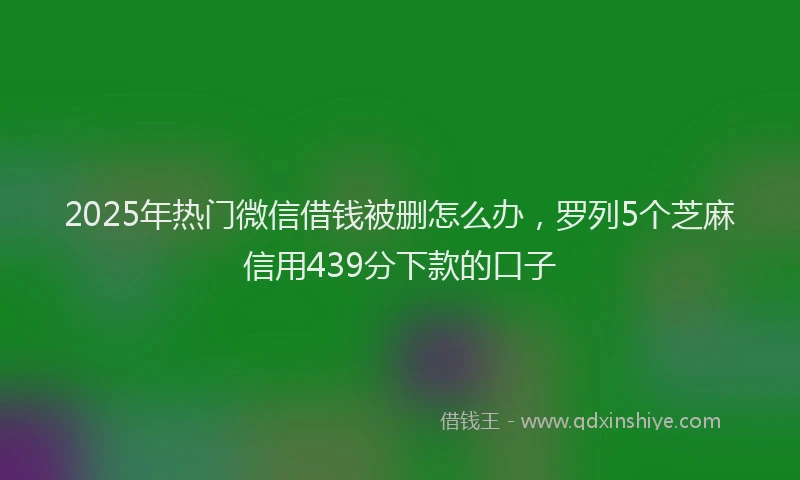 2025年热门微信借钱被删怎么办，罗列5个芝麻信用439分下款的口子