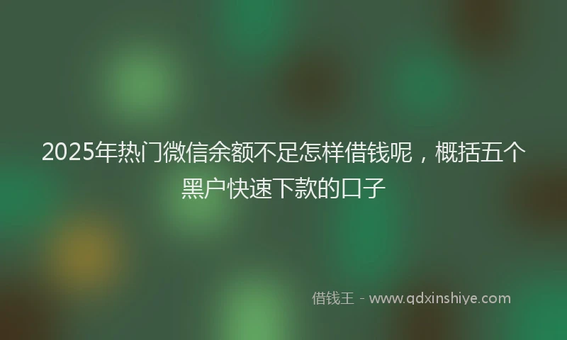 2025年热门微信余额不足怎样借钱呢，概括五个黑户快速下款的口子