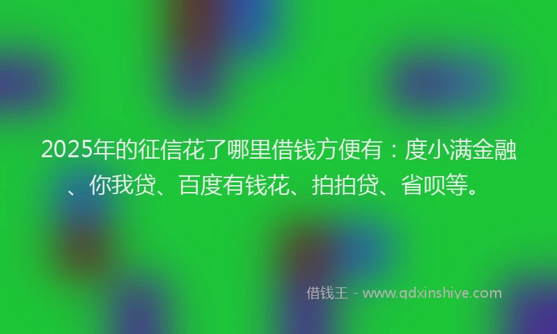 2025年的征信花了哪里借钱方便有：度小满金融、你我贷、百度有钱花、拍拍贷、省呗等。