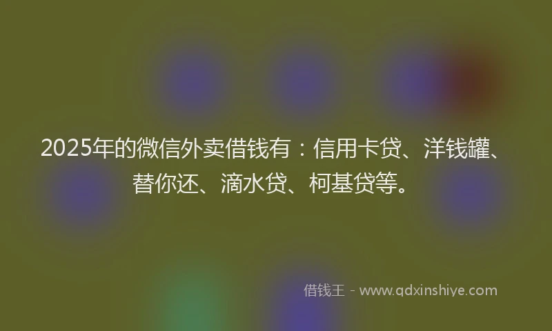 2025年的微信外卖借钱有：信用卡贷、洋钱罐、替你还、滴水贷、柯基贷等。