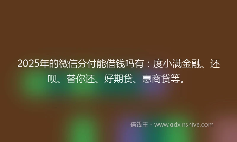 2025年的微信分付能借钱吗有：度小满金融、还呗、替你还、好期贷、惠商贷等。