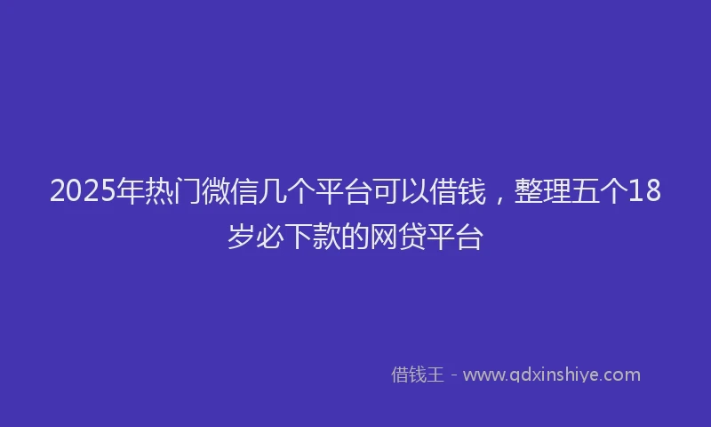 2025年热门微信几个平台可以借钱，整理五个18岁必下款的网贷平台