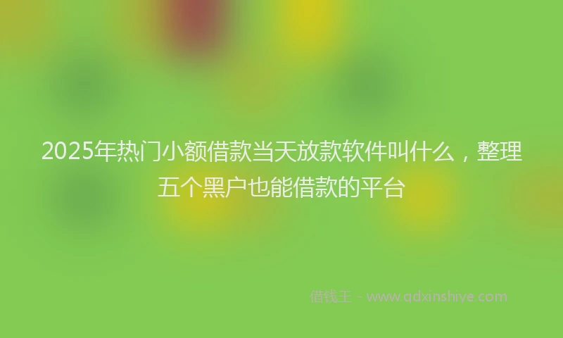 2025年热门小额借款当天放款软件叫什么，整理五个黑户也能借款的平台