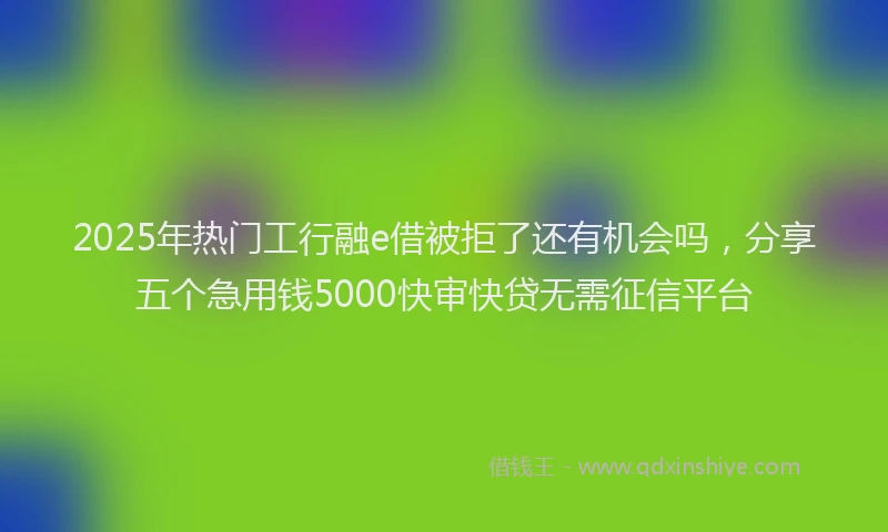 2025年热门工行融e借被拒了还有机会吗，分享五个急用钱5000快审快贷无需征信平台