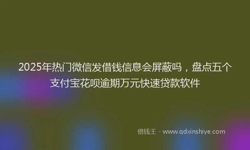 2025年热门微信发借钱信息会屏蔽吗，盘点五个支付宝花呗逾期万元快速贷款软件