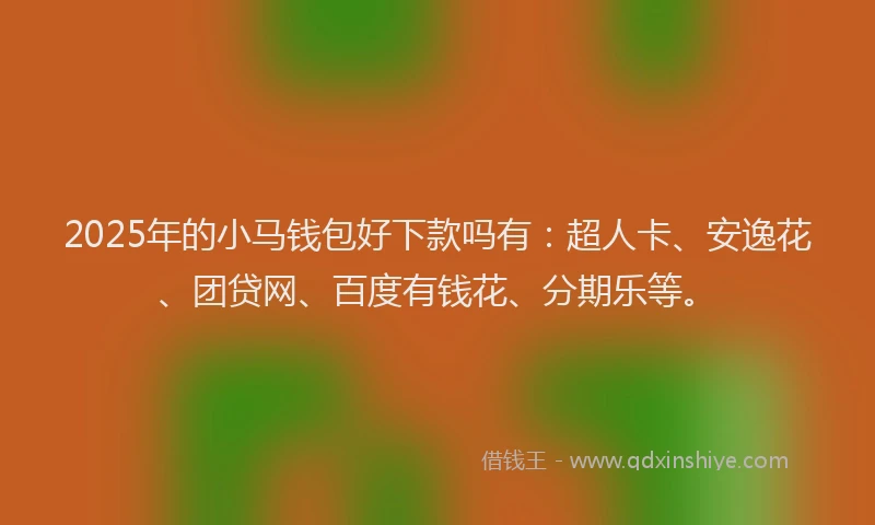 2025年的小马钱包好下款吗有：超人卡、安逸花、团贷网、百度有钱花、分期乐等。