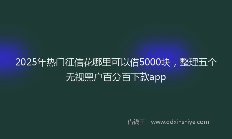 2025年热门征信花哪里可以借5000块，整理五个无视黑户百分百下款app