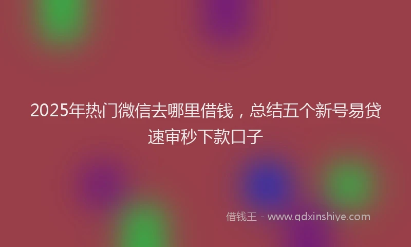 2025年热门微信去哪里借钱，总结五个新号易贷速审秒下款口子