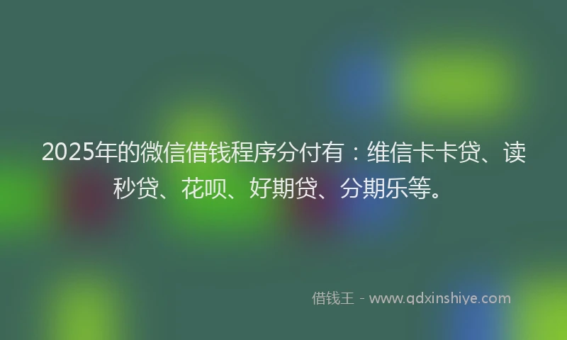2025年的微信借钱程序分付有：维信卡卡贷、读秒贷、花呗、好期贷、分期乐等。