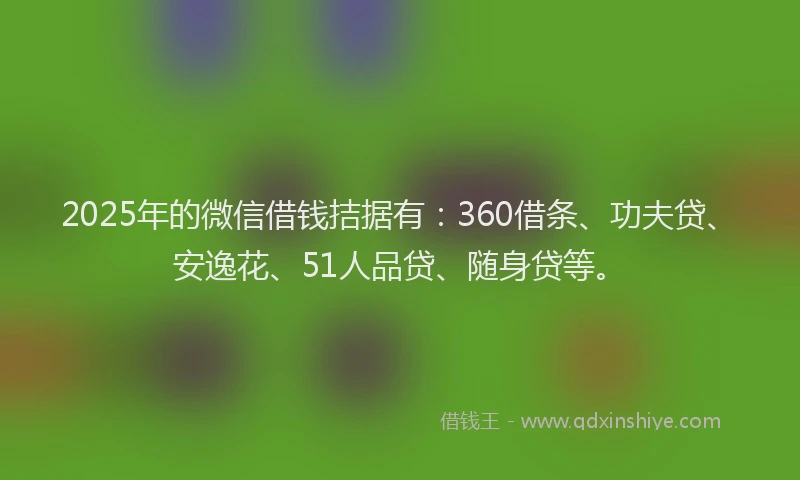 2025年的微信借钱拮据有：360借条、功夫贷、安逸花、51人品贷、随身贷等。