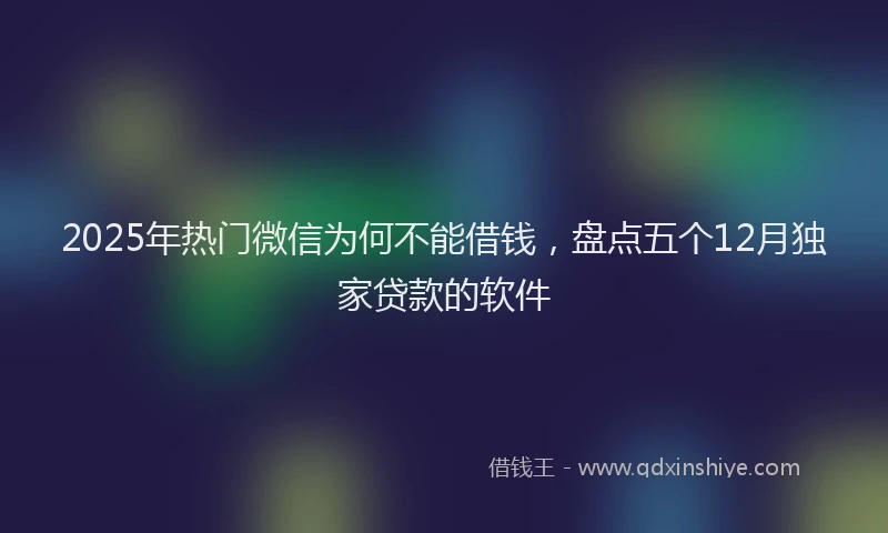 2025年热门微信为何不能借钱，盘点五个12月独家贷款的软件