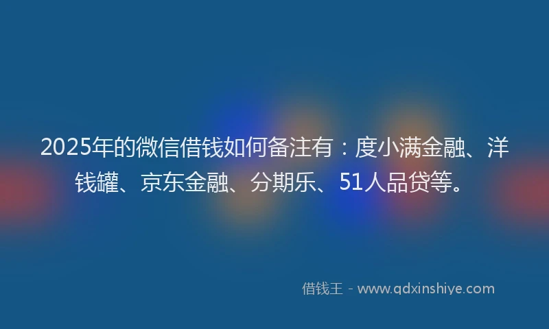 2025年的微信借钱如何备注有：度小满金融、洋钱罐、京东金融、分期乐、51人品贷等。