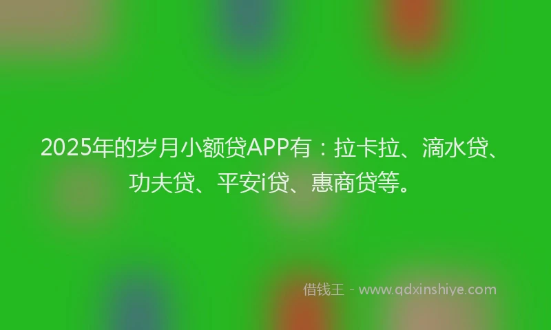 2025年的岁月小额贷APP有：拉卡拉、滴水贷、功夫贷、平安i贷、惠商贷等。