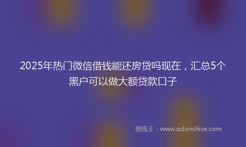 2025年热门微信借钱能还房贷吗现在，汇总5个黑户可以做大额贷款口子
