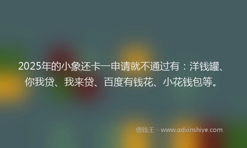 2025年的小象还卡一申请就不通过有：洋钱罐、你我贷、我来贷、百度有钱花、小花钱包等。