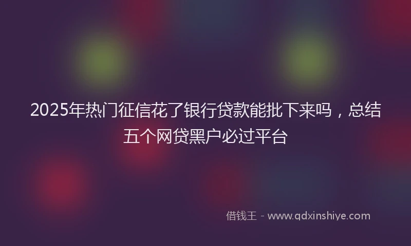 2025年热门征信花了银行贷款能批下来吗，总结五个网贷黑户必过平台