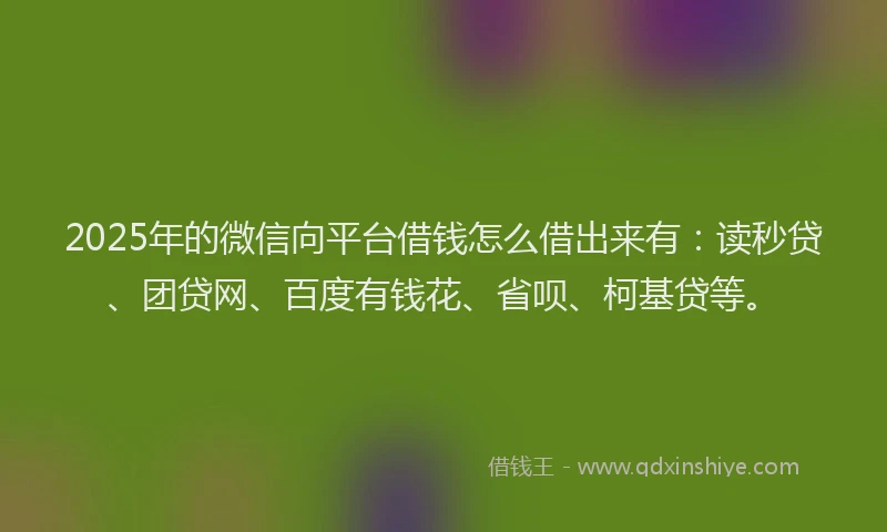 2025年的微信向平台借钱怎么借出来有：读秒贷、团贷网、百度有钱花、省呗、柯基贷等。