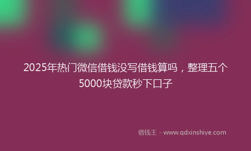 2025年热门微信借钱没写借钱算吗，整理五个5000块贷款秒下口子