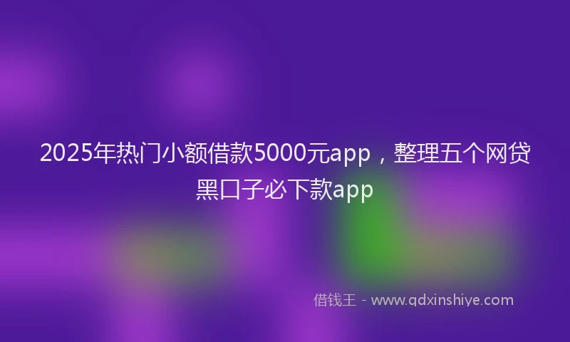 2025年热门小额借款5000元app，整理五个网贷黑口子必下款app