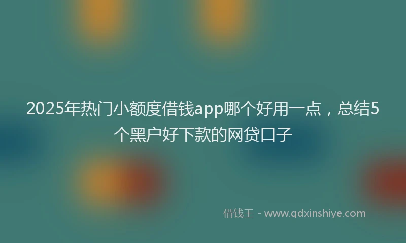 2025年热门小额度借钱app哪个好用一点，总结5个黑户好下款的网贷口子