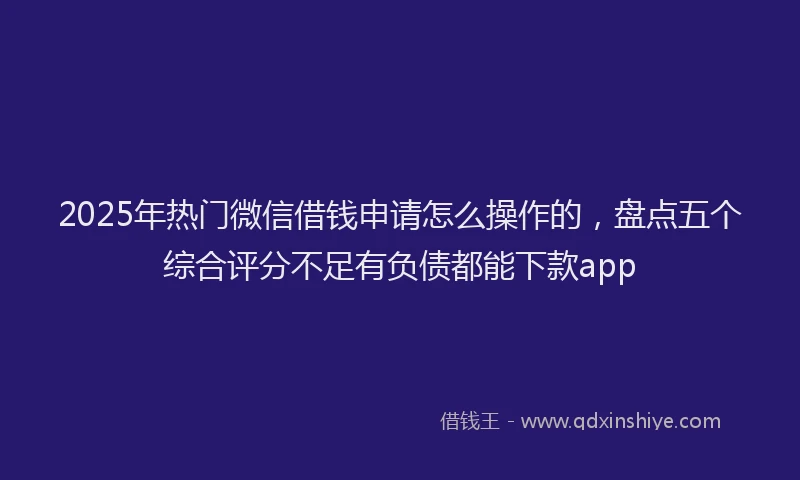2025年热门微信借钱申请怎么操作的，盘点五个综合评分不足有负债都能下款app