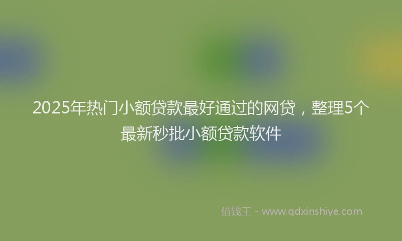 2025年热门小额贷款最好通过的网贷，整理5个最新秒批小额贷款软件