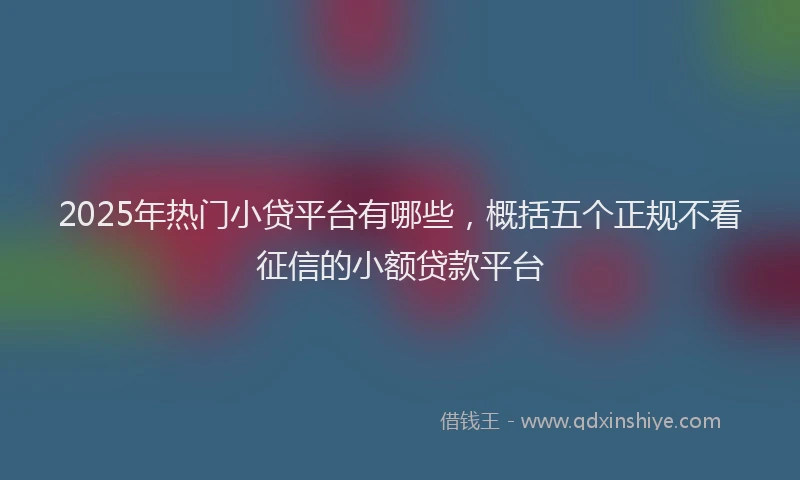 2025年热门小贷平台有哪些，概括五个正规不看征信的小额贷款平台