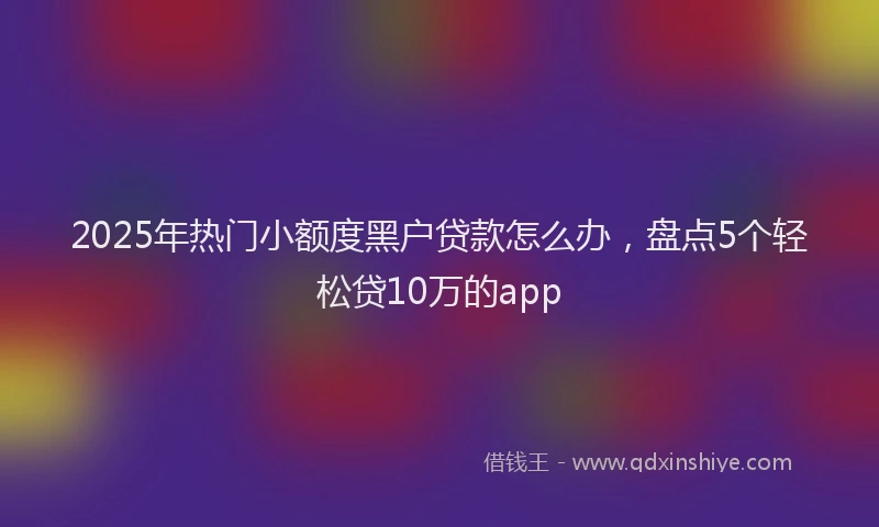 2025年热门小额度黑户贷款怎么办，盘点5个轻松贷10万的app