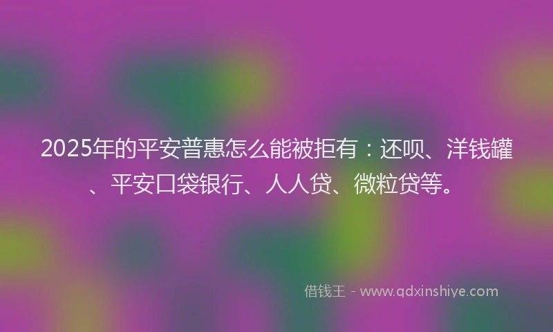 2025年的平安普惠怎么能被拒有：还呗、洋钱罐、平安口袋银行、人人贷、微粒贷等。