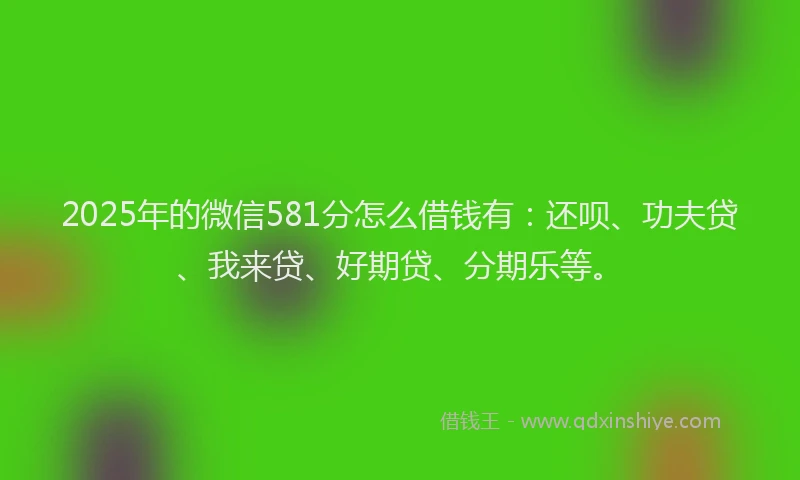 2025年的微信581分怎么借钱有：还呗、功夫贷、我来贷、好期贷、分期乐等。