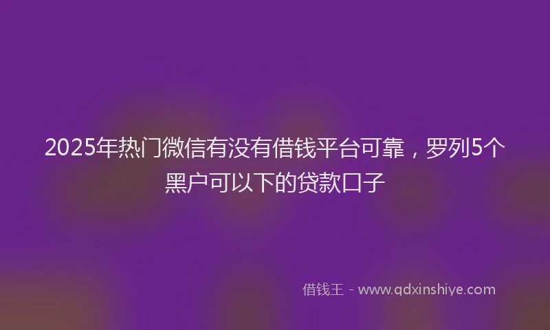 2025年热门微信有没有借钱平台可靠，罗列5个黑户可以下的贷款口子