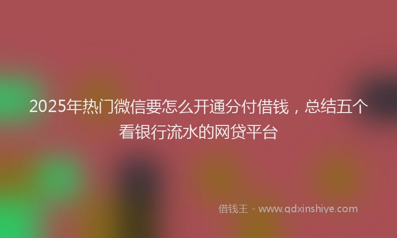 2025年热门微信要怎么开通分付借钱，总结五个看银行流水的网贷平台