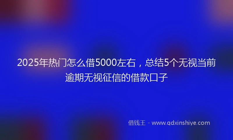 2025年热门怎么借5000左右，总结5个无视当前逾期无视征信的借款口子