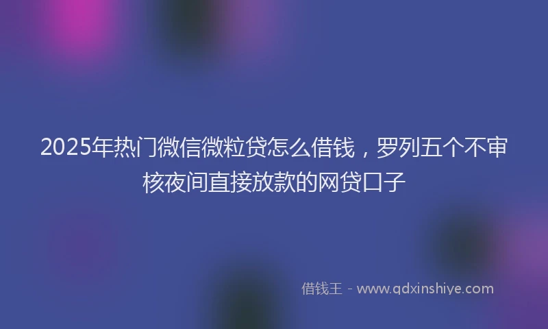 2025年热门微信微粒贷怎么借钱，罗列五个不审核夜间直接放款的网贷口子