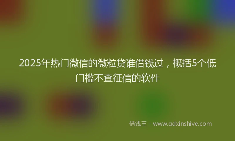 2025年热门微信的微粒贷谁借钱过，概括5个低门槛不查征信的软件