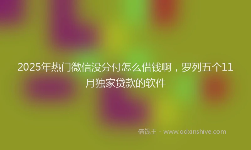 2025年热门微信没分付怎么借钱啊，罗列五个11月独家贷款的软件