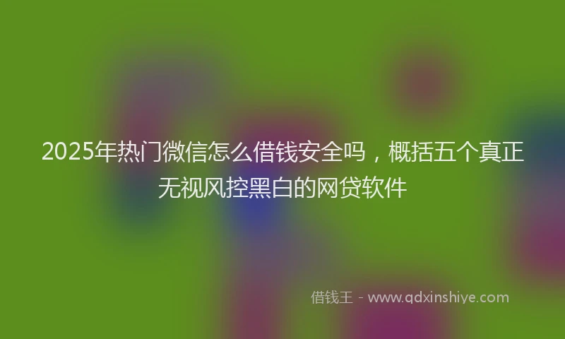 2025年热门微信怎么借钱安全吗，概括五个真正无视风控黑白的网贷软件