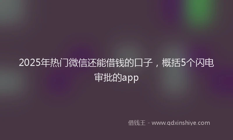 2025年热门微信还能借钱的口子，概括5个闪电审批的app