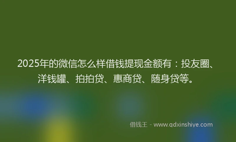 2025年的微信怎么样借钱提现金额有：投友圈、洋钱罐、拍拍贷、惠商贷、随身贷等。